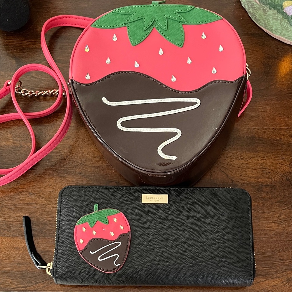 Kate Spade Chocolate Covered Strawberry Crossbody and Wallet Set of 2